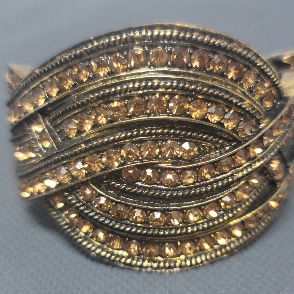 Metal and Rhinestone Hinged Bracelet